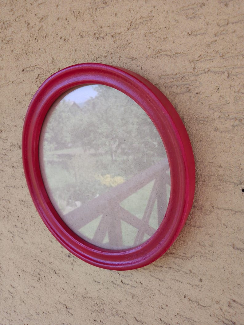Red Round Photo Frame, Solid Beech Wood - Etsy
