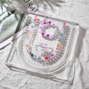 1pc Transparent Jewelry Display Tray Suitable For Jewelry Bracelets Holders Bead Measuring Tools
