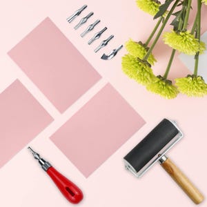 1 Set Engraving Tool Combination Tool Set Rubber Block Stamp Carving Blocks with Cutter Tools and Roller for Printmaking and Crafts