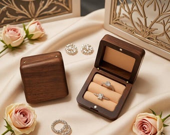 Caja para anillos de champán, regalo de pedida de mano para boda o compromiso, organizador de joyas