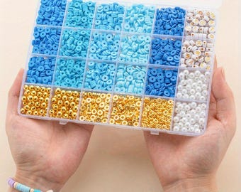Kit para hacer pulseras con cuentas planas y redondas, accesorios de joyería de arcilla blanda