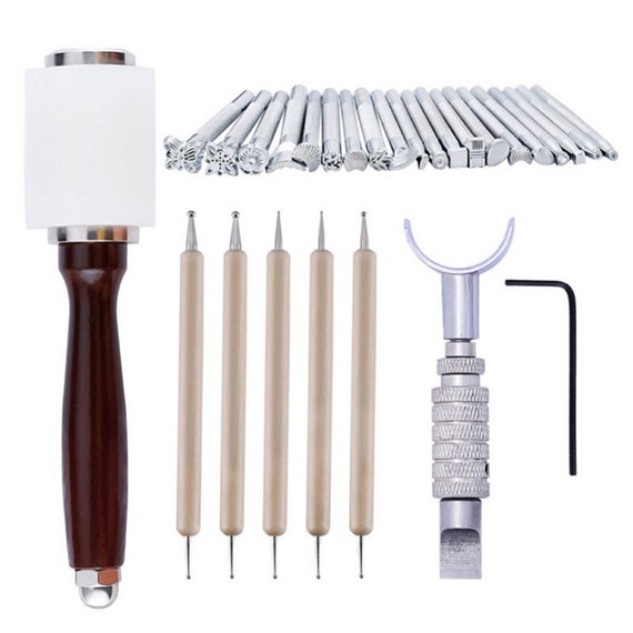 Leather Carving Tools Set, 27 PCS DIY Craft Stamps Kit