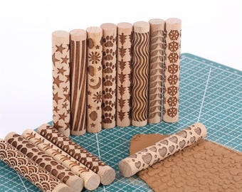 Reliëfstok, Stok met patroon, Rolstang, Kleirollers, Printaccessoires, Keramiekmodellering