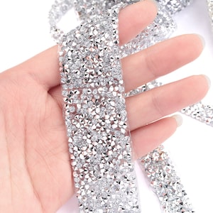 1 Yard Sewing Trim Rhinestone Tape Crystal Ribbon With Rhinestones,Hot-Fix