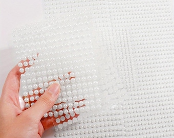4 Sheet 3+4+5+6mm Half Round Pearls Beads Stickers, Self Adhesive Scrapbook and Crafts