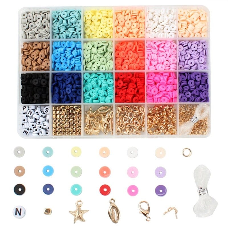 20 Colours 5300pcs Clay Heishi Beads Jewellery Making Kit Smiley