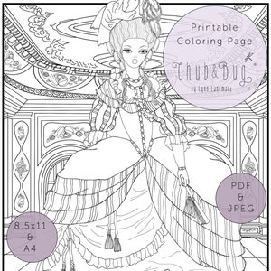 Coloring Printable Rococo Fashion Rococo Dress Ball Gown Etsy
