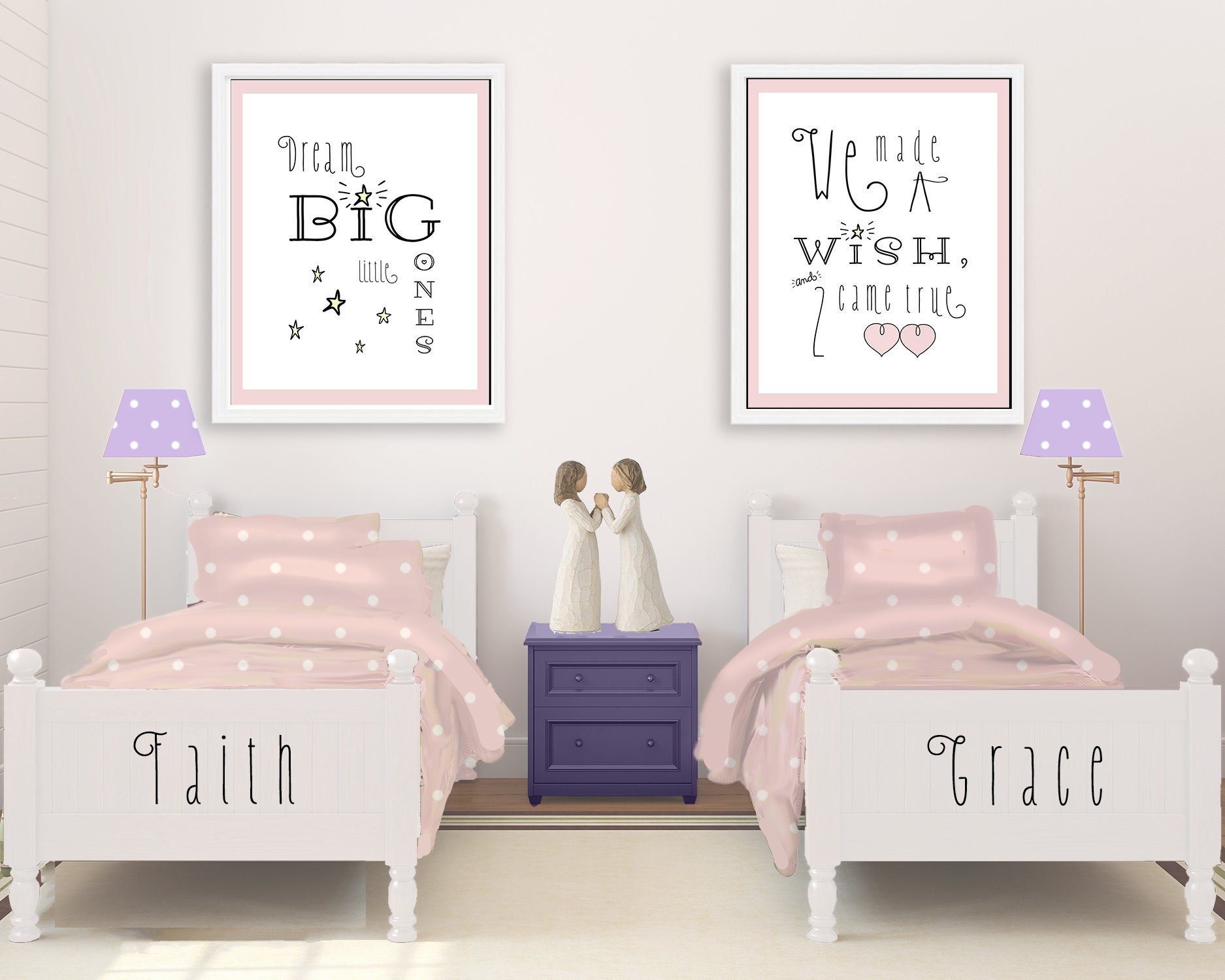 Twin Nursery Decor Twin Boy Girl Print We Made a Wish and | Etsy