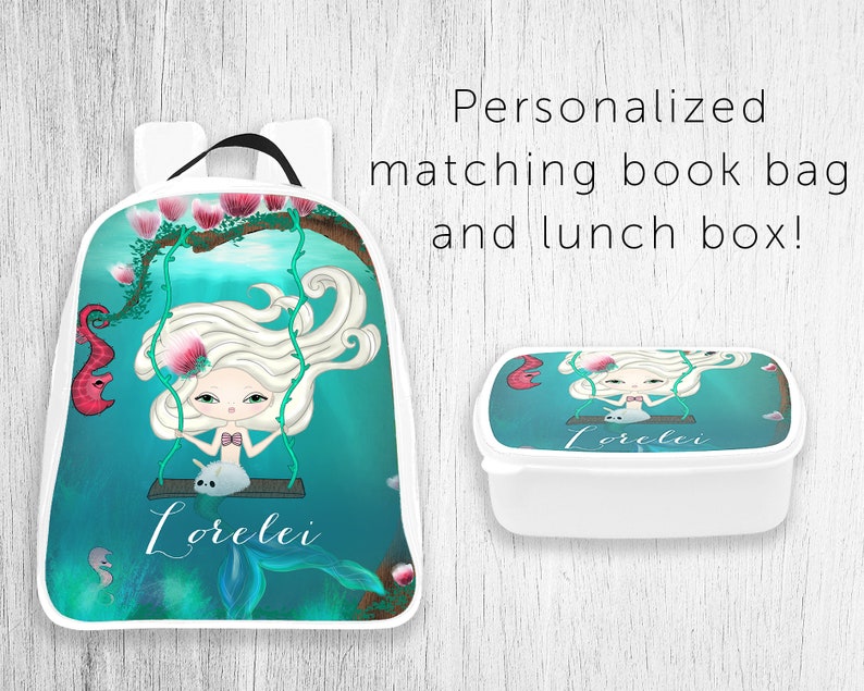 Mermaid Backpack and Lunchbox Backpack With Matching Lunch Etsy