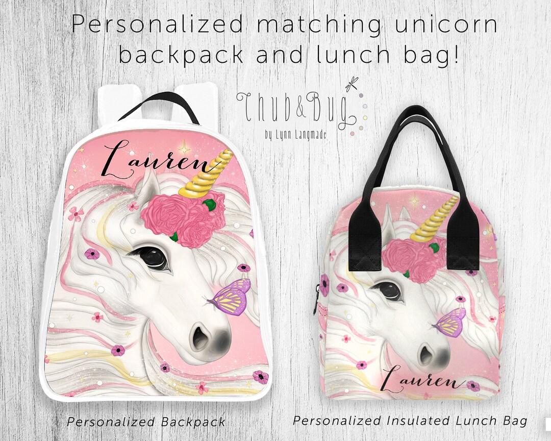 Unicorn Backpack and Lunch Bag Personalized Backpack With Matching