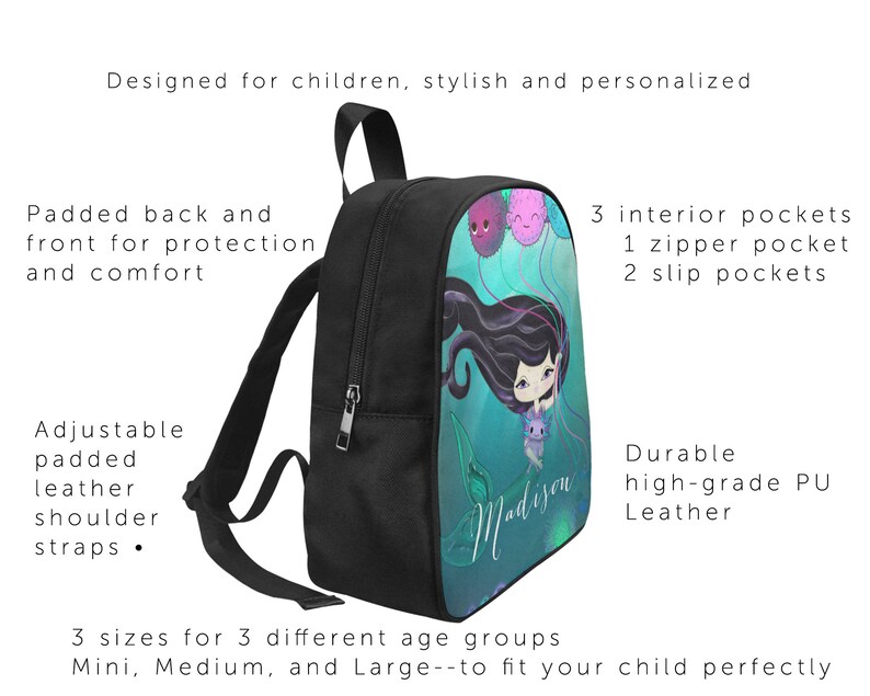 Girls Backpack and Lunchbox Personalized Mermaid Backpack and Lunchbox