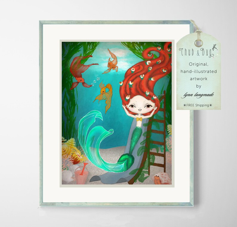 Mermaid Art Kids Mermaid Wall Decor Ocean Wall Art for Etsy