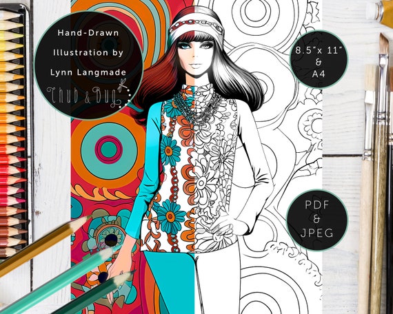 1960s Fashion Coloring Book: 