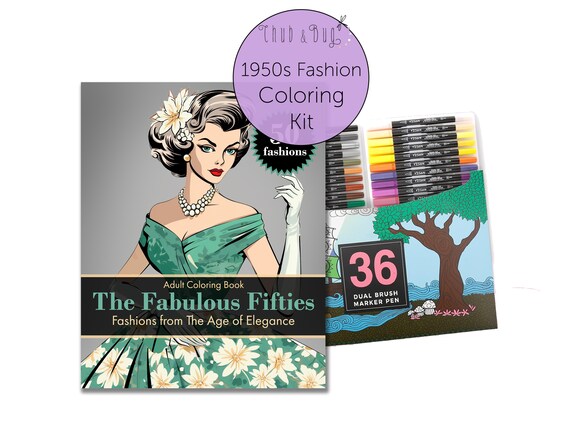 fabulous fifties ファビュラスフィフティーズ　洋書 1950s Fashion Coloring Book: 50+ Haute Couture Designs - Etsy