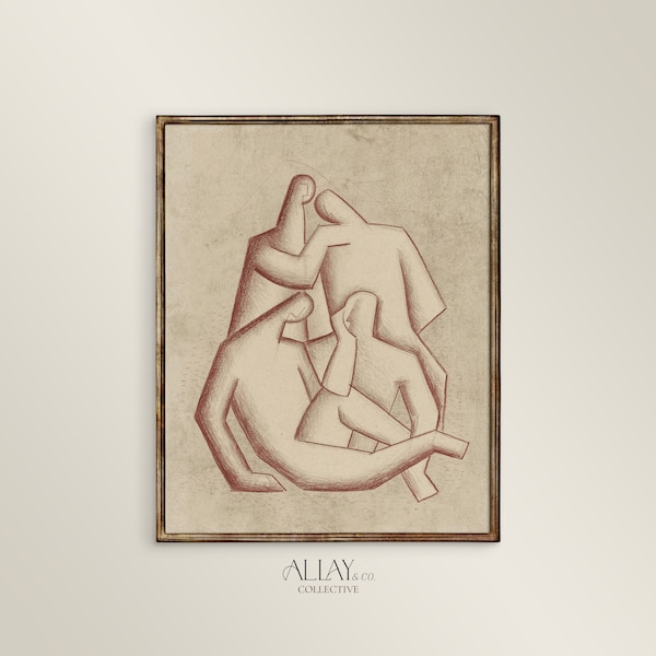 Vintage Figure Sketch | Male Figurative Vintage Sketch | Male Figure Study | Neutral Abstract | Abstract Prints | Minimalist Wall Art l 295