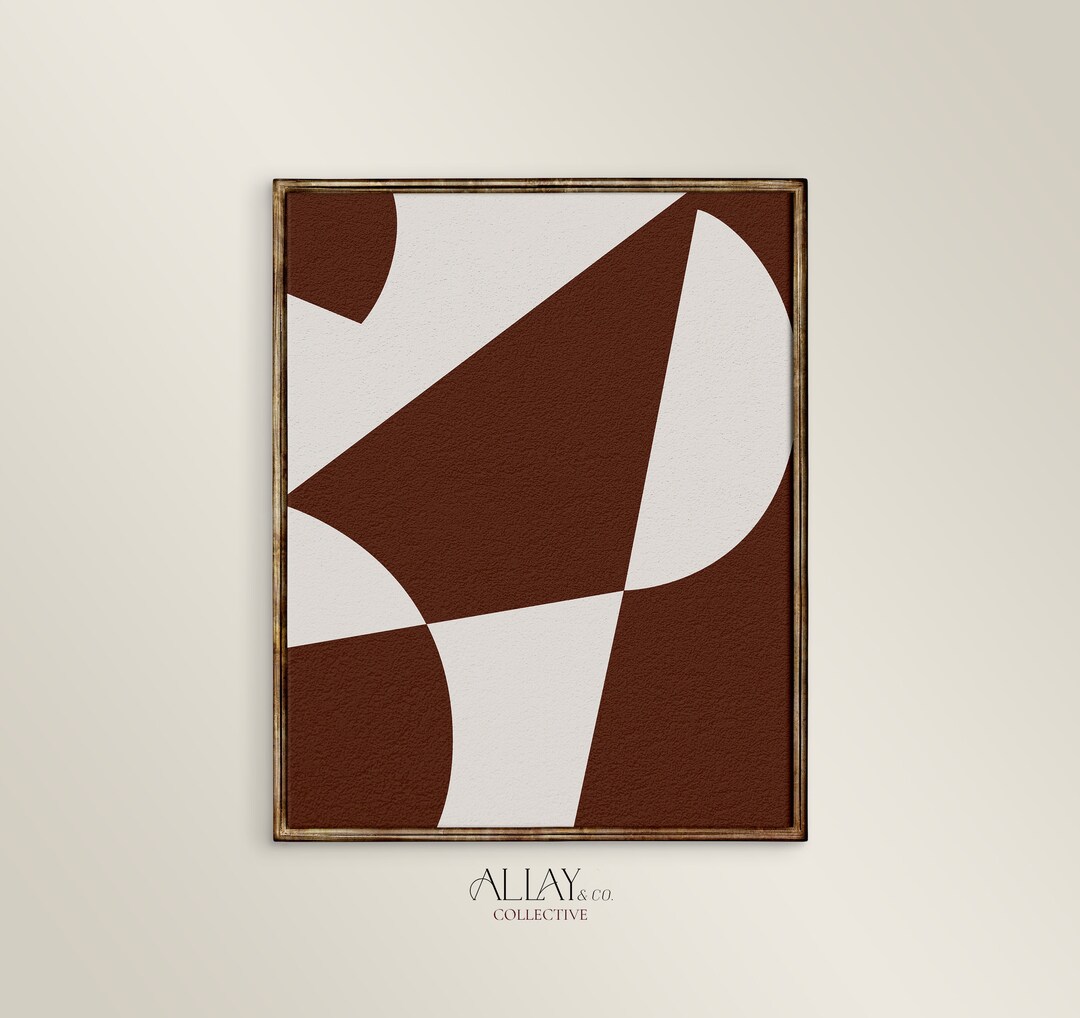 Brown Abstract Art Mid Century Block Art Geometric Shape Print Abstract