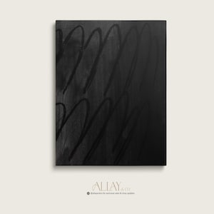 Black Wabi Sabi Abstract Print |  Modern Scribble Charcoal Abstract Art | Black on Black Abstract Wall Art| Mid Century Abstract | 344