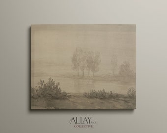 Digital Vintage Landscape | Trees Landscape Painting | Vintage Landscape Print | Moody Vintage Print | Country Oil Painting | PRINTABLE 354