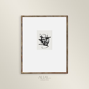 Pincelada preta mínima | Arte de parede abstrata preta | Abstrato de meados do século | Impressão abstrata | Arte de parede com pintura abstrata | IMPRIMÍVEL 252
