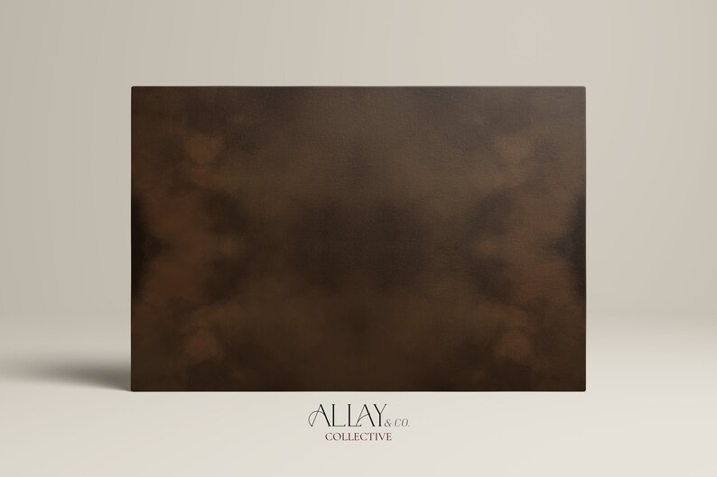 May include: A rectangular board featuring a dark brown, mottled, and cloudy surface texture. Below the board, the text ALLAY & CO. COLLECTIVE is printed in a thin, dark font. The object has sharp, clean edges and a flat, uniform appearance.