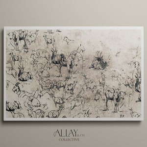Abstract Animal Print | Cattle Sketch Print | Vintage Printable Art ...