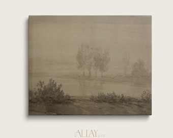 Digital Vintage Landscape | Trees Landscape Painting | Vintage Landscape Print | Moody Vintage Print | Country Oil Painting | PRINTABLE 354
