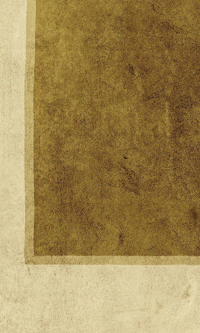 May include: A rectangular surface featuring a large, dark olive-brown central area with a textured, granular appearance. This dark section is framed by a lighter, off-white border that runs along the left and bottom edges of the composition.