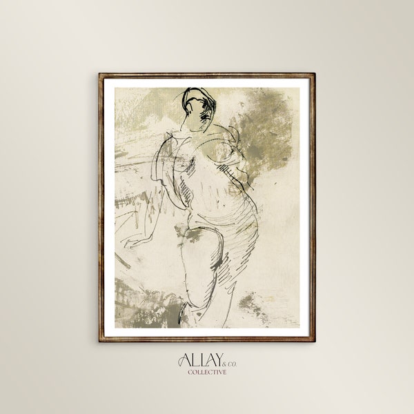 Abstract Sketch Art | Figurative Woman Wall Art | Abstract Printable Art | Vintage Drawing Print | Sketch of Woman Wall Art | PRINTABLE 113
