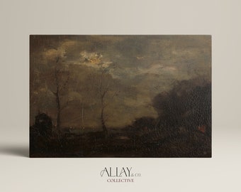 Moody Landscape Painting | Moody Vintage Print | Digital Vintage Landscape | Country Oil Painting | Vintage Landscape Print | PRINTABLE 06