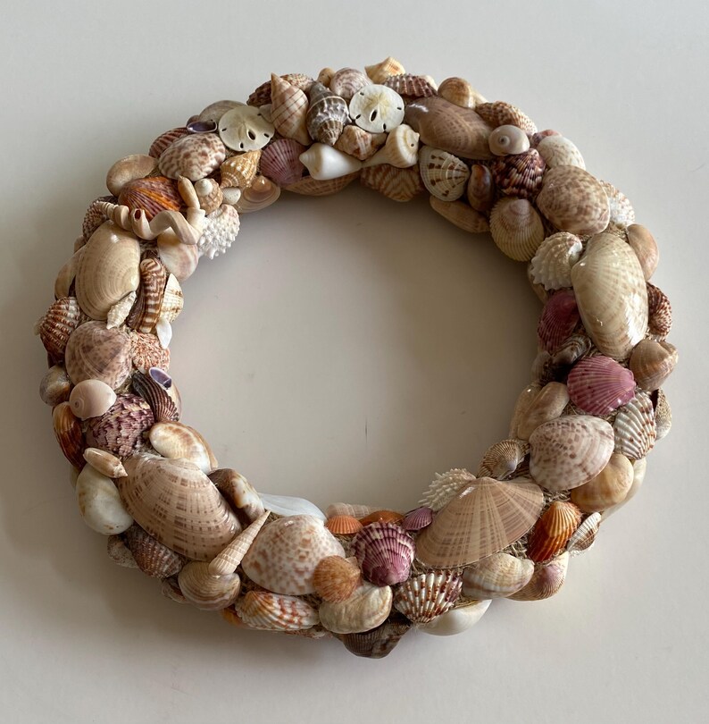 Custom Shell Wreath Hand Picked Shell Wreath, Natural Coastal Wall Art (11