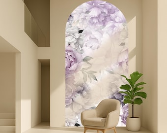 Floral Wall Decal: Lilac Peony Arch - Removable Peel & Stick