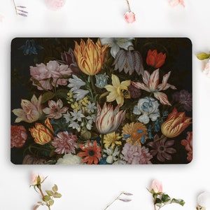 Dark Dutch Floral Laptop Cover, Oil Painting Art Flower Notebook Sticker HP Vinyl Decal Dell Lenovo Asus  Acer Laptop Universal  Skin  RK323