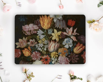 Housse florale hollandaise foncée pour ordinateur portable, peinture à l'huile, autocollant floral pour ordinateur portable, sticker vinyle HP Dell Lenovo Asus Acer, housse universelle pour ordinateur portable RK323