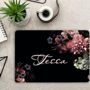 Personalised Laptop Skin for Teen Girl Gift, Dark Peony Flower Laptop Vinyl Wrap, Notebook HP Cover Decal Sticker Acer Asys Dell Lenovo LF91 image 1