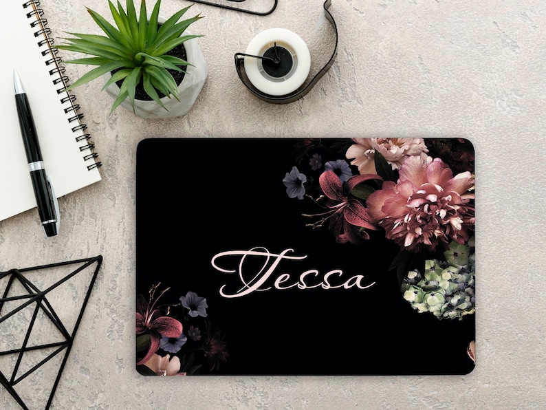 Personalised Laptop Skin for Teen Girl Gift, Dark Peony Flower Laptop Vinyl Wrap, Notebook HP Cover Decal Sticker Acer Asys Dell Lenovo LF91 image 1