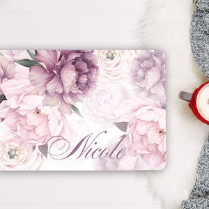 Personalize Floral Laptop Skin forTeen Girl, Pink Peony Flower Notebook Vinyl Wrap, Universal Cover Sticker Laptop Acer Asus HP Dell  RK522