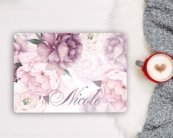 Capa de vinil para notebook com estampa floral personalizada para adolescentes, capa adesiva para notebook com flor de peônia rosa, adesivo universal para laptop Acer, Asus, HP e Dell RK522