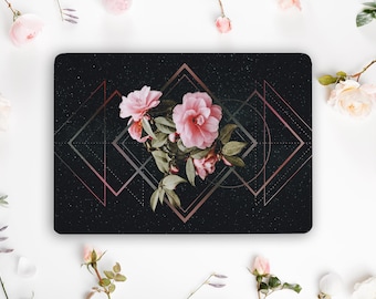 Adesivo de vinil floral escuro para laptop, adesivo de vinil com flor de peônia, Dell, HP, Lenovo, Asus, Chromebook, Acer, capa universal para laptop, LF5
