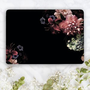 Personalised Laptop Skin for Teen Girl Gift, Dark Peony Flower Laptop Vinyl Wrap, Notebook HP Cover Decal Sticker Acer Asys Dell Lenovo LF91 image 4