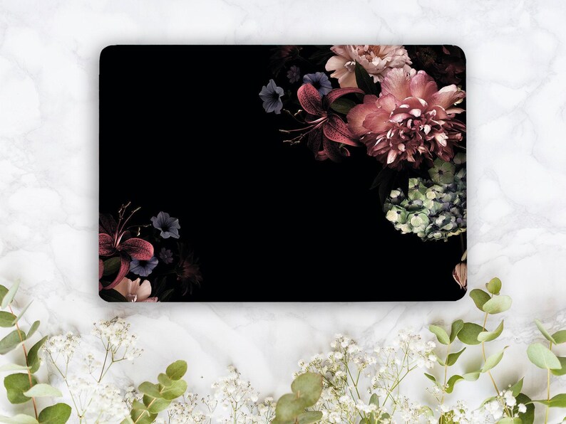 Personalised Laptop Skin for Teen Girl Gift, Dark Peony Flower Laptop Vinyl Wrap, Notebook HP Cover Decal Sticker Acer Asys Dell Lenovo LF91 image 4