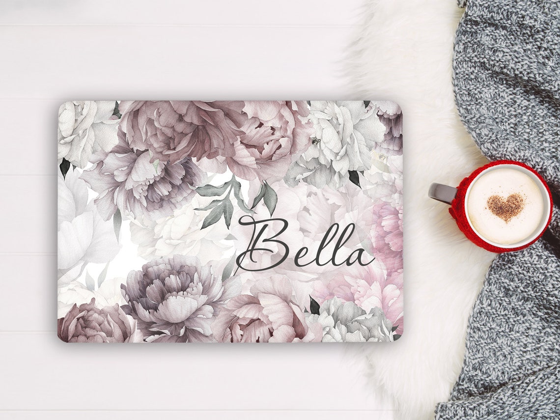 Personalize Pink Laptop Skin for Girl Watercolor Peony Flower Etsy