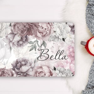 Personaliseer roze laptop skin voor meisje, aquarel pioenroos notebook vinyl sticker, HP DELL Acer Sony universele skin cover sticker RK105
