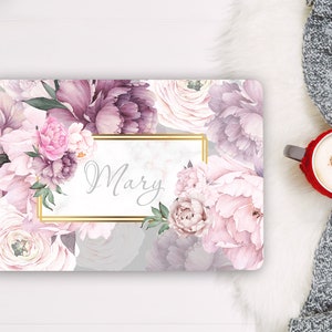 Personalized Name Laptop Skin Women, Peony Flower  Sticker Notebook HP,   Dell Chromebook Acer Vinyl Warp Laptop Skin Decal Cover RK521