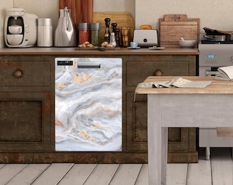 Vinyl Dishwasher Stickers Marble Vintage Decals Self Adhesive  Kitchen Decor Removable Sticker Kitchen Appliance Moody Boho  Art Style