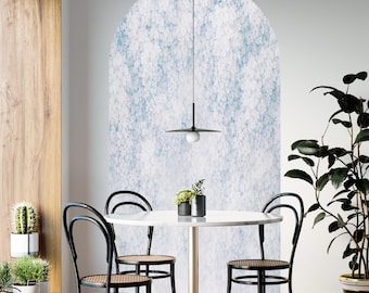 Vinilo decorativo de pared con forma de arco de flores de glicinia azul, removible, decoración estética vintage para dormitorio, impresión de arco autoadhesivo para habitación de invitados, arco grande