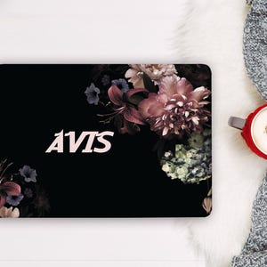 Personalised Laptop Skin for Teen Girl Gift, Dark Peony Flower Laptop Vinyl Wrap, Notebook HP Cover Decal Sticker Acer Asys Dell Lenovo LF91 image 3