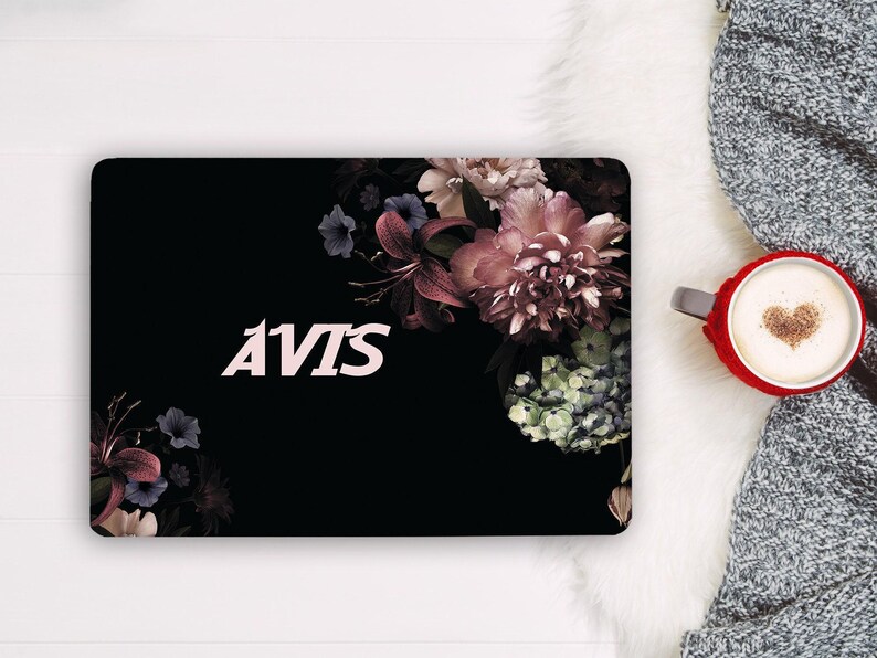 Personalised Laptop Skin for Teen Girl Gift, Dark Peony Flower Laptop Vinyl Wrap, Notebook HP Cover Decal Sticker Acer Asys Dell Lenovo LF91 image 3