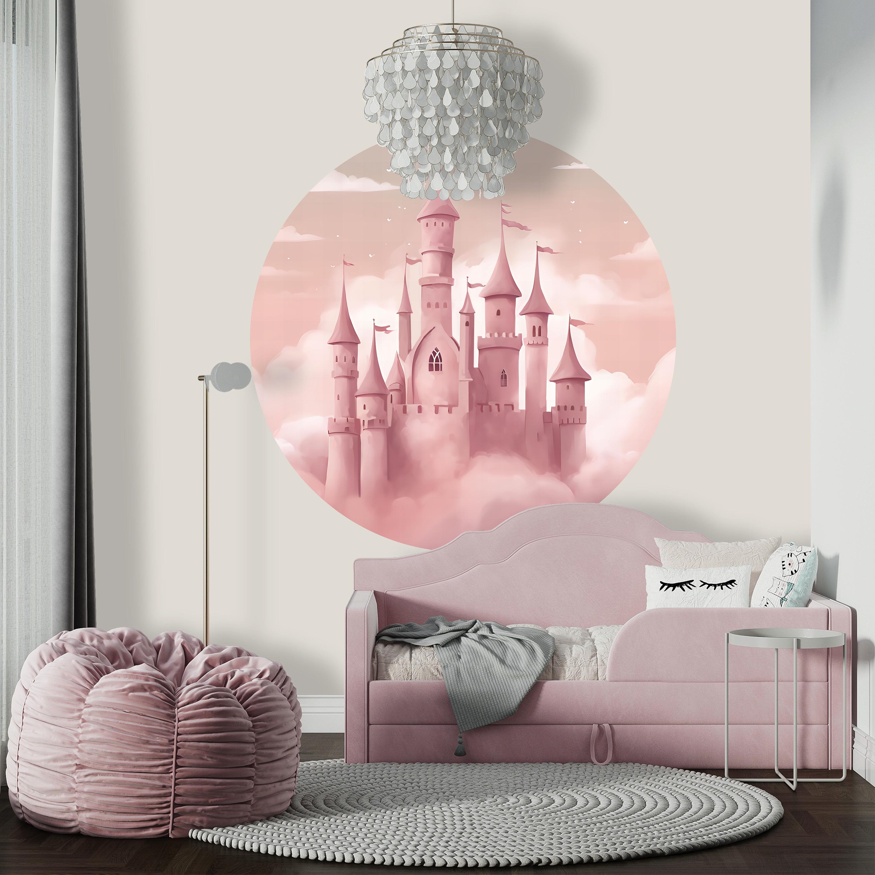 Pink Princess Castle Wall Decal Girl Bedroom, Ombre Clouds Vinyl ...