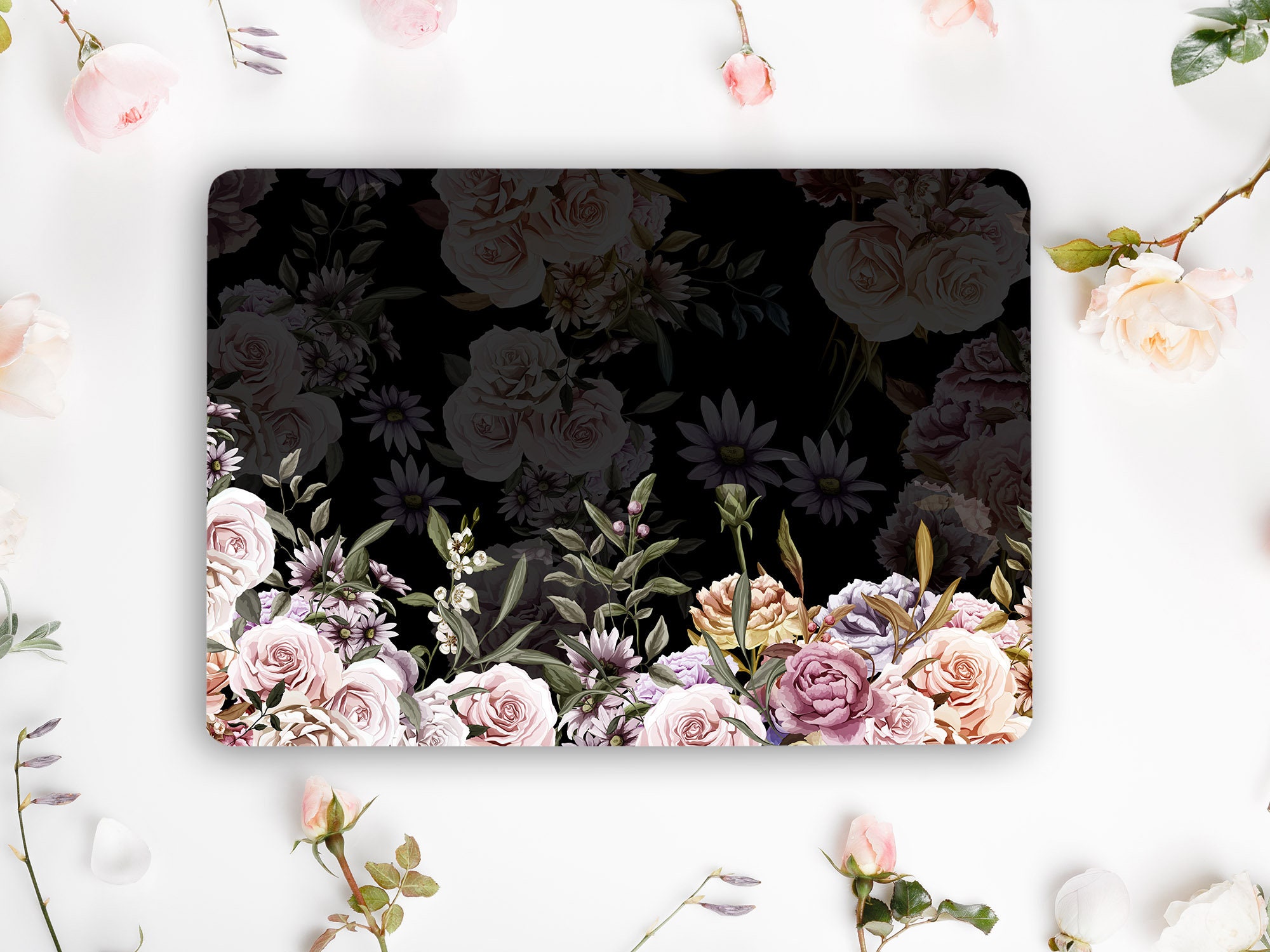 Dark Floral Laptop Sticker Rose Flower Vinyl Decal for Girl Etsy