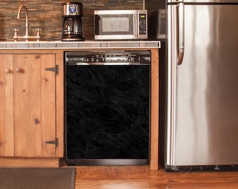 Black Marble Decal for Dishwasher Machine, Dark Vinyl Stickers Peel & Stick, Self Adhesive Fridge Wrap, Modern Kitchen Decor Removable